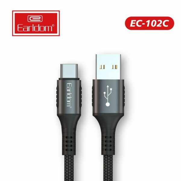 EARLDOM USB A to USB C 6FT. NYLON CABLE (BLACK)