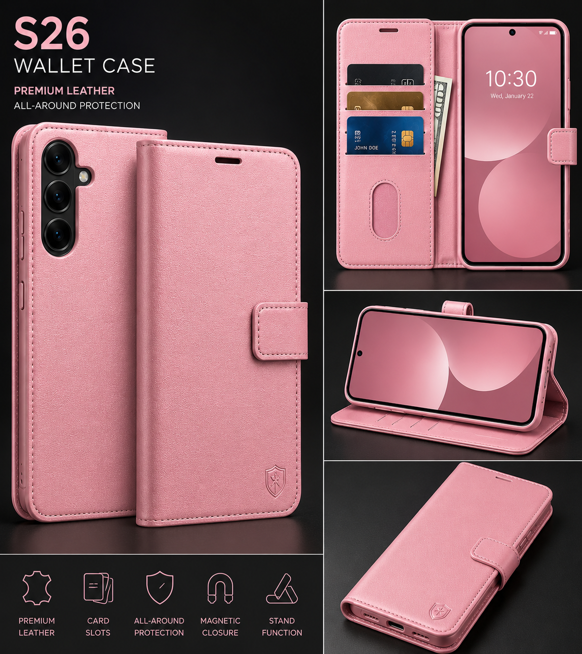 S26 wallet case(Pink)